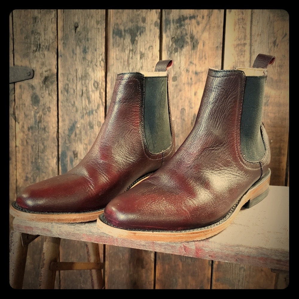 Size 38 cherry red leather REYME ankle high boots